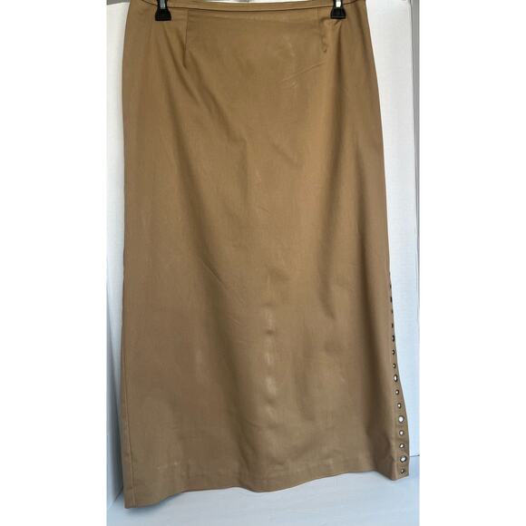 Nancy Bolen City Girl Tan Side Slit with Grommets Pencil Skirt Size 16 - Picture 1 of 7